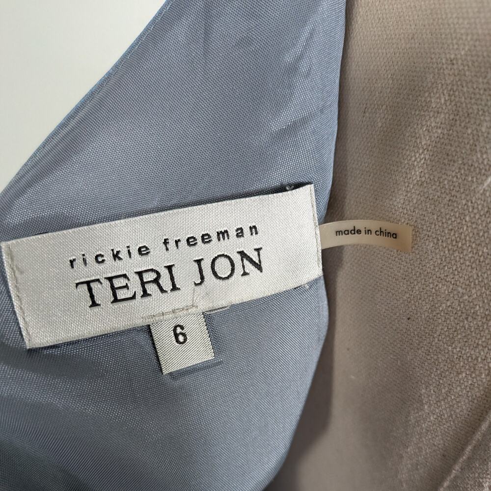 Rickie Freeman Teri Jon Prom Dress Maxi Gown 6 Blue Metallic Shoulder Formal - Picture 9 of 10